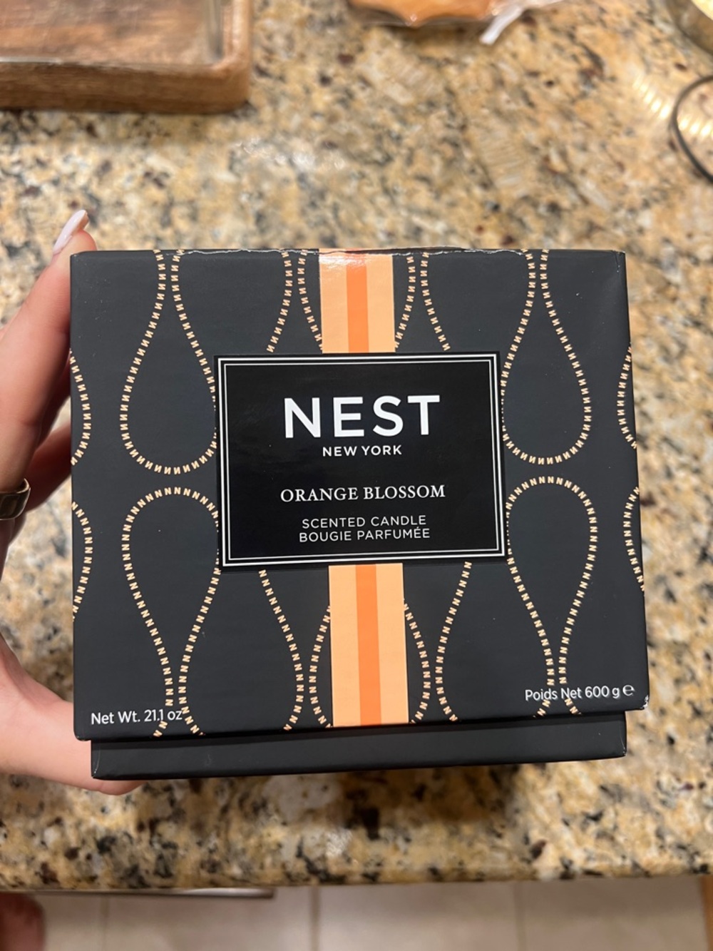 NEST Fragrances Orange Blossom Candle in Black & Orange Packaging
